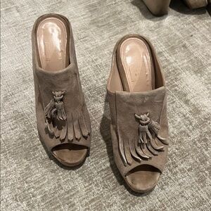 Elegant Taupe Suede Women's Mules